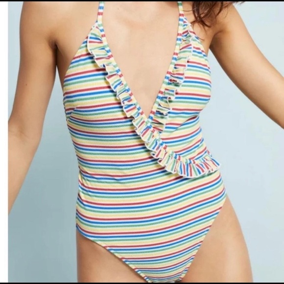 SOLID & STRIPED Other - NWT Solid & Striped The Nadine Seersucker Multicolor Swimsuit